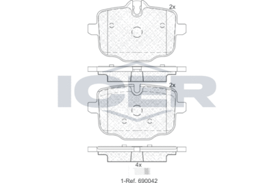 182005 ICER Комплект тормозных колодок, дисковый тормоз