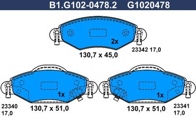 B1G10204782 GALFER Комплект тормозных колодок, дисковый тормоз