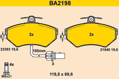 BA2198 BARUM Комплект тормозных колодок, дисковый тормоз