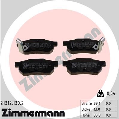 213121302 ZIMMERMANN Комплект тормозных колодок, дисковый тормоз