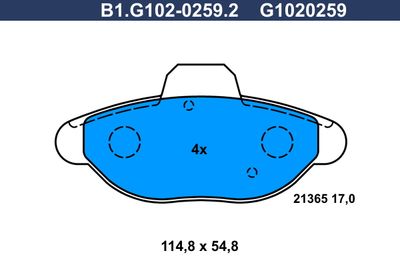 B1G10202592 GALFER Комплект тормозных колодок, дисковый тормоз