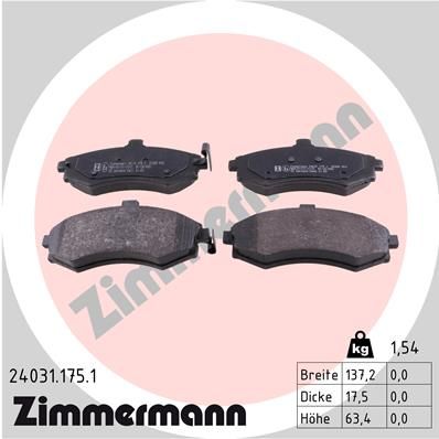 240311751 ZIMMERMANN Комплект тормозных колодок, дисковый тормоз