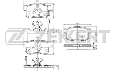 BS1258 ZEKKERT Комплект тормозных колодок, дисковый тормоз