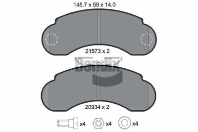 BPD1813 BENDIX Braking Комплект тормозных колодок, дисковый тормоз
