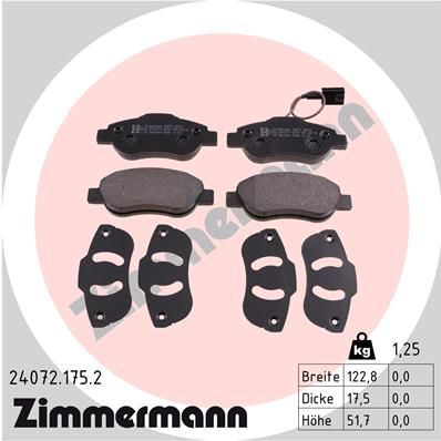 240721752 ZIMMERMANN Комплект тормозных колодок, дисковый тормоз