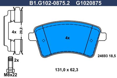 B1G10208752 GALFER Комплект тормозных колодок, дисковый тормоз