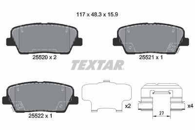 2552008 TEXTAR Комплект тормозных колодок, дисковый тормоз