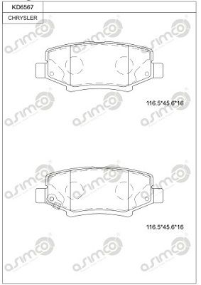 KD6567 ASIMCO Комплект тормозных колодок, дисковый тормоз