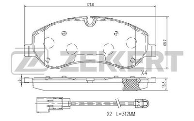 BS1250 ZEKKERT Комплект тормозных колодок, дисковый тормоз