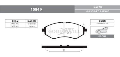 1084F GOODWILL Комплект тормозных колодок, дисковый тормоз