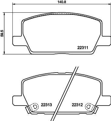 8DB355040001 HELLA Комплект тормозных колодок, дисковый тормоз