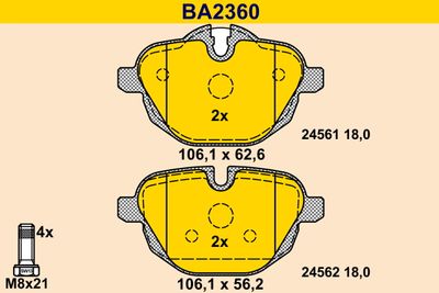 BA2360 BARUM Комплект тормозных колодок, дисковый тормоз