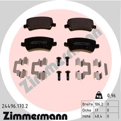 244961702 ZIMMERMANN Комплект тормозных колодок, дисковый тормоз