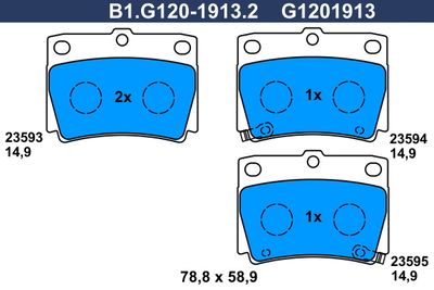 B1G12019132 GALFER Комплект тормозных колодок, дисковый тормоз