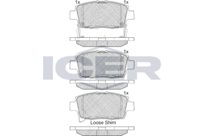 182205 ICER Комплект тормозных колодок, дисковый тормоз