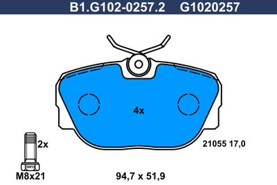 B1G10202572 GALFER Комплект тормозных колодок, дисковый тормоз