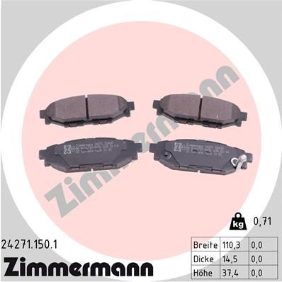 242711501 ZIMMERMANN Комплект тормозных колодок, дисковый тормоз