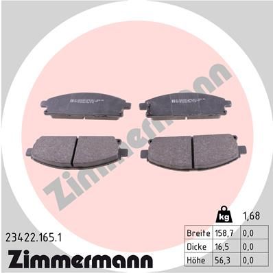 234221651 ZIMMERMANN Комплект тормозных колодок, дисковый тормоз