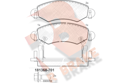 RB1368701 R BRAKE Комплект тормозных колодок, дисковый тормоз