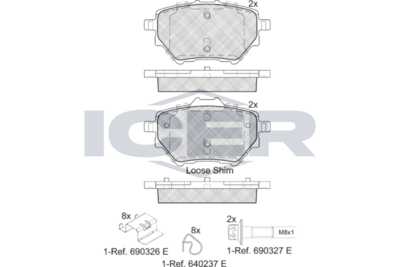 182162 ICER Комплект тормозных колодок, дисковый тормоз
