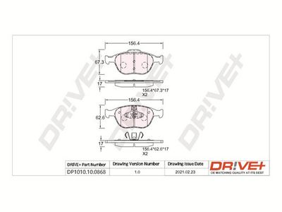DP1010100868 Dr!ve+ Комплект тормозных колодок, дисковый тормоз