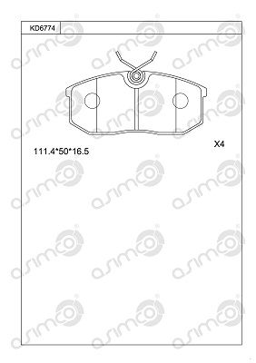 KD6774 ASIMCO Комплект тормозных колодок, дисковый тормоз