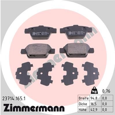 237141651 ZIMMERMANN Комплект тормозных колодок, дисковый тормоз