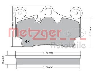 1170191 METZGER Комплект тормозных колодок, дисковый тормоз