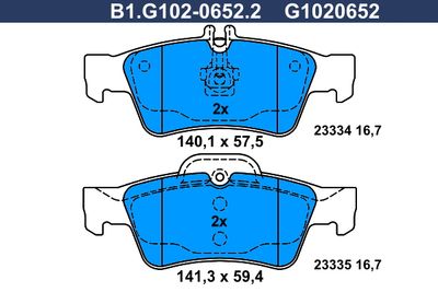 B1G10206522 GALFER Комплект тормозных колодок, дисковый тормоз