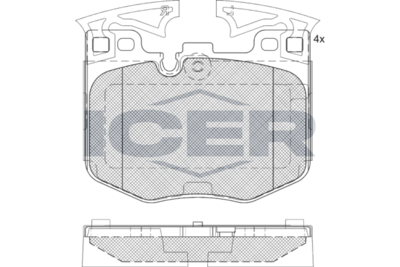 182280 ICER Комплект тормозных колодок, дисковый тормоз