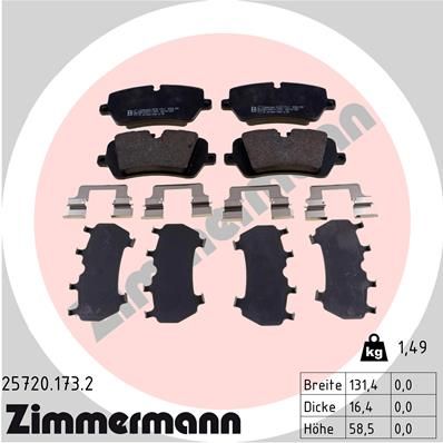 257201732 ZIMMERMANN Комплект тормозных колодок, дисковый тормоз