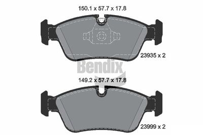 BPD1307 BENDIX Braking Комплект тормозных колодок, дисковый тормоз