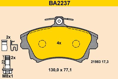 BA2237 BARUM Комплект тормозных колодок, дисковый тормоз