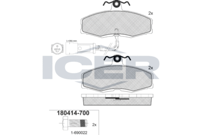 180414700 ICER Комплект тормозных колодок, дисковый тормоз