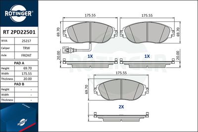 RT2PD22501 ROTINGER Комплект тормозных колодок, дисковый тормоз