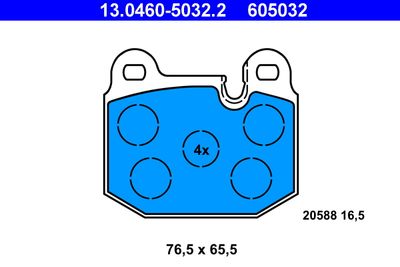 13046050322 ATE Комплект тормозных колодок, дисковый тормоз