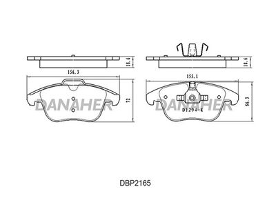 DBP2165 DANAHER Комплект тормозных колодок, дисковый тормоз