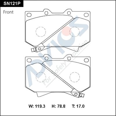 SN121P ADVICS Комплект тормозных колодок, дисковый тормоз