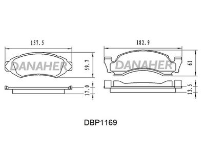 DBP1169 DANAHER Комплект тормозных колодок, дисковый тормоз