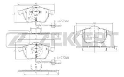 BS1131 ZEKKERT Комплект тормозных колодок, дисковый тормоз