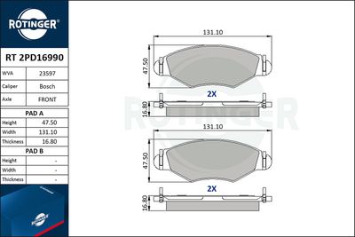 RT2PD16990 ROTINGER Комплект тормозных колодок, дисковый тормоз