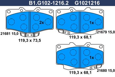 B1G10212162 GALFER Комплект тормозных колодок, дисковый тормоз