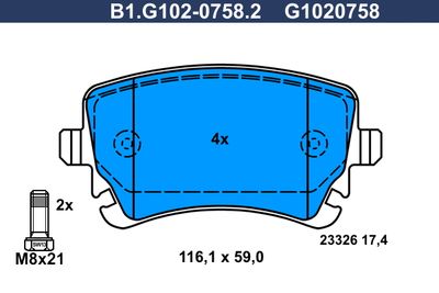 B1G10207582 GALFER Комплект тормозных колодок, дисковый тормоз
