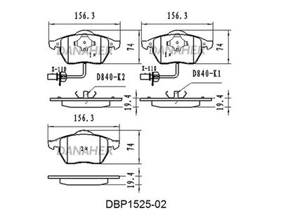 DBP152502 DANAHER Комплект тормозных колодок, дисковый тормоз