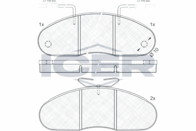 140561 ICER Комплект тормозных колодок, дисковый тормоз