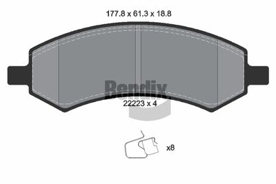 BPD1878 BENDIX Braking Комплект тормозных колодок, дисковый тормоз
