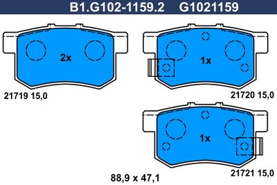 B1G10211592 GALFER Комплект тормозных колодок, дисковый тормоз