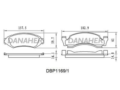 DBP11691 DANAHER Комплект тормозных колодок, дисковый тормоз