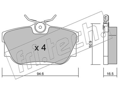 3550 fri.tech. Комплект тормозных колодок, дисковый тормоз