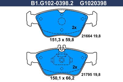 B1G10203982 GALFER Комплект тормозных колодок, дисковый тормоз